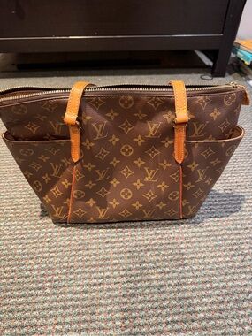Louis Vuitton Brown Monogram Canvas Tote with Tan Trim